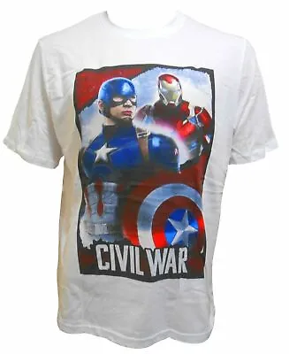 Licensed Mens Captain America Iron Man T-shirt Gift S M L XL Top Tee Shirt • £4.99