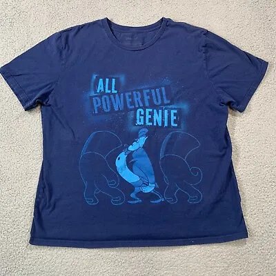 Disney Store Mens XL All Powerful Genie T Shirt Blue Aladdin • $9.50