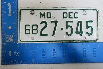 1968 68 Missouri Mo Motorcycle Mc License Plate Tag # 27-545 • $80