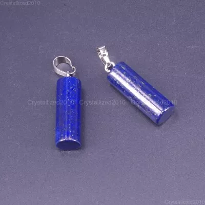 Natural Gemstones Cylinder Mixed Stone Reiki Chakra Healing Beads Pendant 8x23mm • £5.62