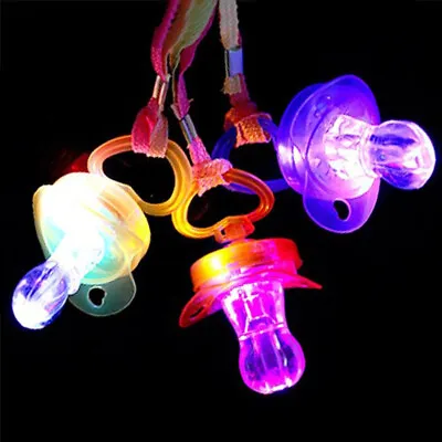 12 Pcs Light Up Pacifiers LED Party Glow Whistle Flashing Lanyard Wave Safety • $12.99