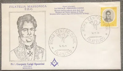 £4.99 • Buy FDC Special Stamp Cover Masons Masonic Italy 1975 Gaspare Luigi Spontini
