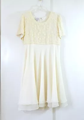 Vintage LAURENCE KAZAR Dress Beaded Chiffon Formal Cocktail Evening Ivory 1X • $79.99