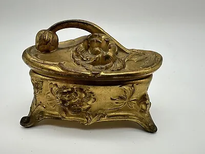 Antique 1920s Gold Plated Art Deco Jewelry Cask W.B. Mfg. Co. • $20.67