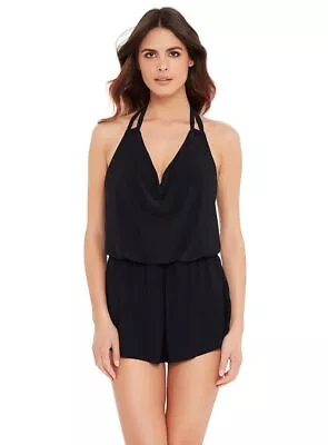 MagicSuit Swimwear Solid Marisa Halter Tie Romper One Piece Swimsuit Black 12 • $58.49