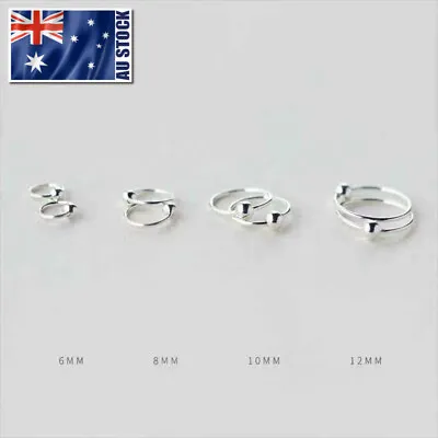 $3.99 • Buy 925 Sterling Silver Hoop Ring Bead Sleeper Earrings Lip Ear Nose Body Piercing