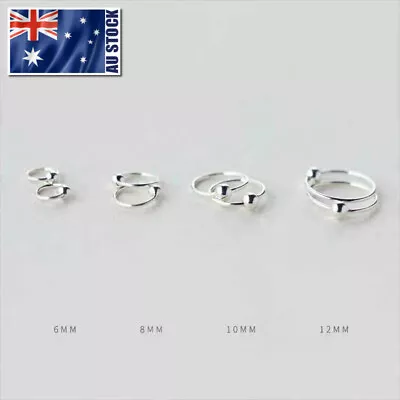 925 Sterling Silver Hoop Ring Bead Sleeper Earrings Lip Ear Nose Body Piercing • $4.99