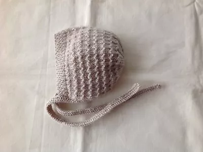 Hand Knitted Baby Bonnet/Hat (0-3 Months) In Oatmeal • £6