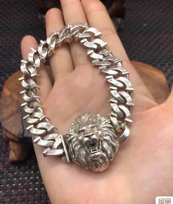 Chinese Fashion Miao Silver Clasp Noble Lion Head Bracelet • $25