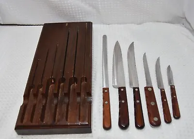 $99 • Buy Vintage Case XX Cap Stainless Steel 6 Piece Kitchen Knife Set With Wooden Rack