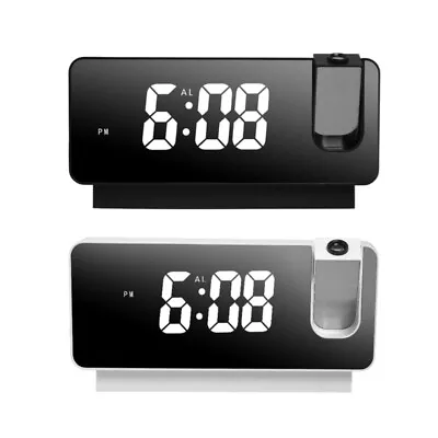 Projection Digital Alarm Clock Radio W/USB Charger Temperature&Humidity Display • £16.08