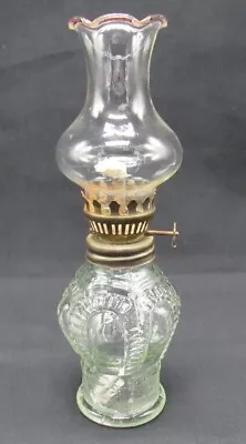 $14.95 • Buy Vintage Hurricane Clear Glass Ruffled Chimney Oil Lamp Miniature Zipper Pattern