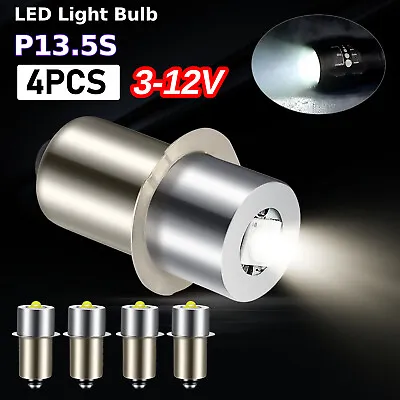 4Pcs P13.5S LED Flashlight Bulbs Upgrade Work Light D/C Cell 6000K Bright 3-12V • $11.48