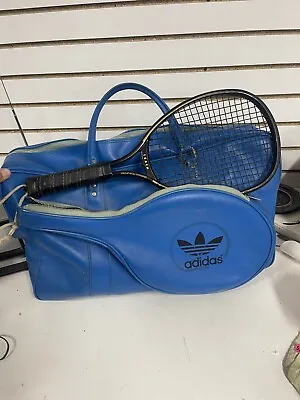 Vintage 1970s Adidas Tennis Bag - Very Good Condition W Racket & Balls BH • $89.95