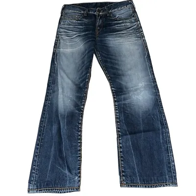 True Religion Jeans Mens 32 Blue Denim Vtg Y2K 100% Cotton Relaxed Straight • $40