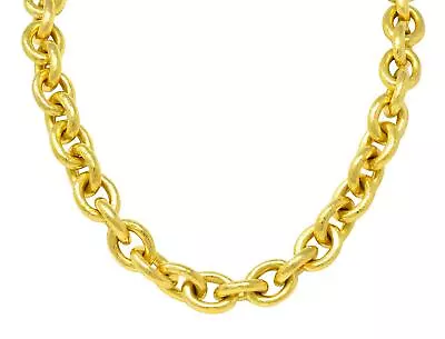 Elizabeth Locke 19 Karat Gold Hammered Cable Link Chain Vintage Necklace • $26950