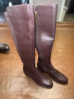 Michael Kors Women Knee High Riding Boot Bromley Sz US 8.5M Barolo Brown Leather • $20