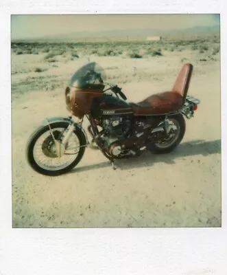 Vintage Polaroid Photo Yamaha Motorcycle Desert Landscape Still Life • $3.89