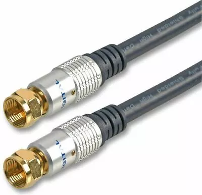 F Plug Screw Type Lead Flylead 2 Mt Gold Coaxial Cable Satellite TV Sky  • £4.89