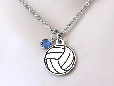 Volleyball Necklace With Birthstone - Sports Jewelry Volleyball Daughter • $24