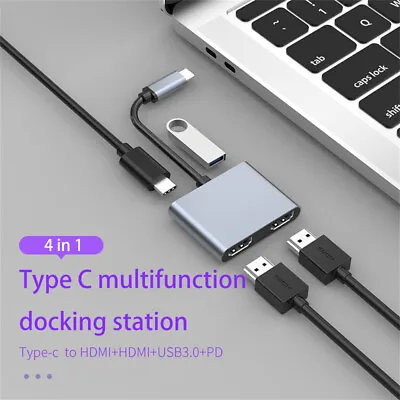 $29.65 • Buy USB Hub Type-C Docking Station To HDMI*2 4K USB3.0 USB C Hub For Macbook Laptop