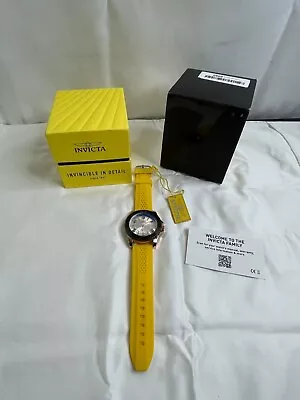 Invicta 50-18 Mens Rose Gold Case Yellow Band Water Resistance Wristwatch • $38.24