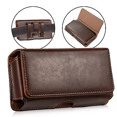 Large Real Leather Blet Clip Pouch Case Cover Phone Holster For IPhone Universal • $8.69