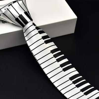 £5.99 • Buy Unisex Novelty Fancy Dress Black & White Piano Key Skinny Tie - Brand New