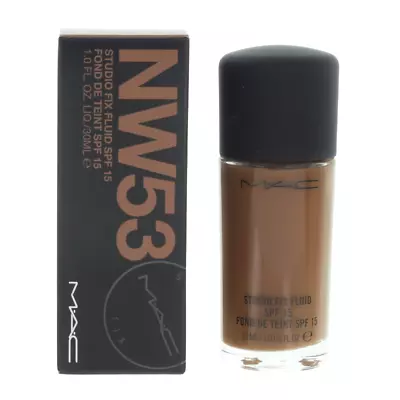 MAC Dark Foundation Studio Fix Fluid SPF15 NW53 30ml Matte Oil Shine Control • £26