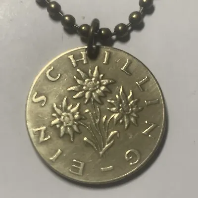Real Austria Osterreich 1 Schilling Coin Pendant Necklace Flower. Great 🎁 A1 • $14.39