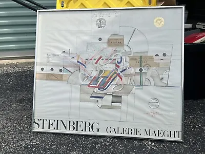 LARGE 1970s SAUL STEINBERG GALERIE MAEGHT LITHOGRAPH WITH 32” X 28” FRAME • $150