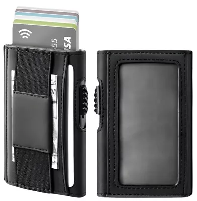 Slim Minimalist Leather Mens Wallet RFID Blocking Money Band Clip ID Card Holder • $14.99