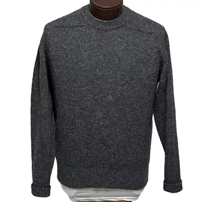 Vintage Lands' End Shetland Wool Crew Neck Sweater Gray Made In England Mens Lg • $49.97