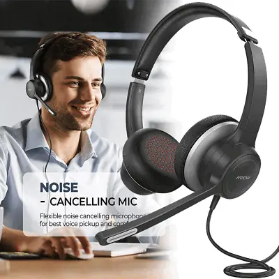 MPOW Wired Noise Cancelling Headset Headphones PC Laptop Call Office With Mic • $39.98
