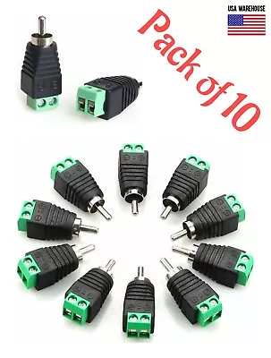 10pcs Of Speaker Wire Cable To Audio RCA Male Connector Adapter Jack Plug  • $6