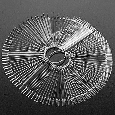 100 Pcs Clear Nail Swatch Sticks With Ring Fan Shape Nail Art Polish Display Tip • $9.86