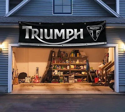 Triumph Motorcycles 2x8ft Banner Moto Racing Flag Man Cave Wall Decor Large Sign • $17.95