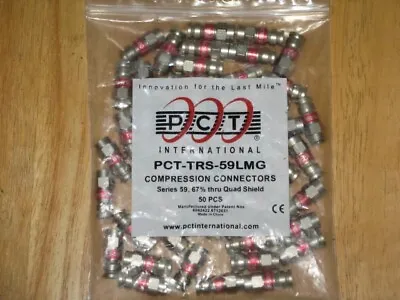 50 PCT RG59 RG6 Compression F Connector Coaxial Cable TV Spectrum PCT-TRS-59LMG • $19.99