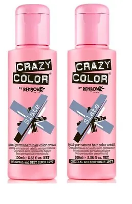 Crazy Color Semi Permanent Hair Color Cream 100ml - Slate Pack Of 2 • £13.95