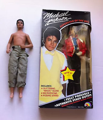 2 Vtg Michael Jackson Dolls 1984 Beat It MJJ Figures  Magic Glove Microphone LJN • $27.99