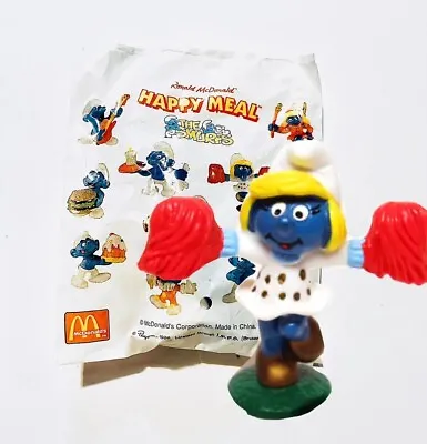 Rare PROMO Cheerleader Smurfette Smurf Figure Figurine Vintage 1990s Smurfs NEW • $16