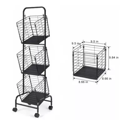 3 Tier Rolling Vegetable Rack Fruit Storage Basket Kitchen Utility Storage Stand • $24.99