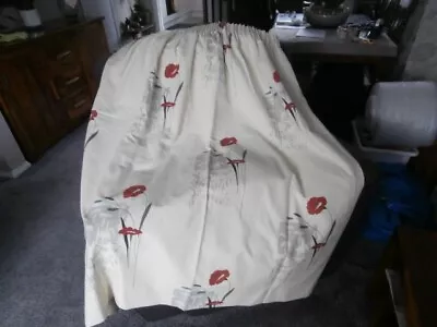 Crownson  Heavy Fully Lined Poppy Design Tab Top Curtains Excellent 55  X 96  • £25