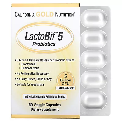 LactoBif Probiotics 5 Billion CFU 8 Active & Clinically Researched Probiotic • $11.89