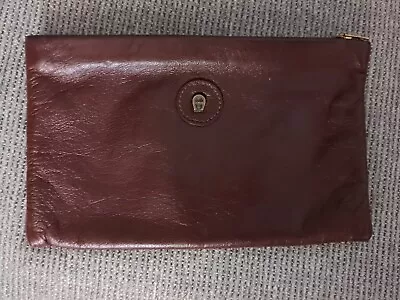 Vintage 60s 70s ETIENNE AIGNER Leather Pouch Wallet Make Up Bag Clutch Zip  • $25