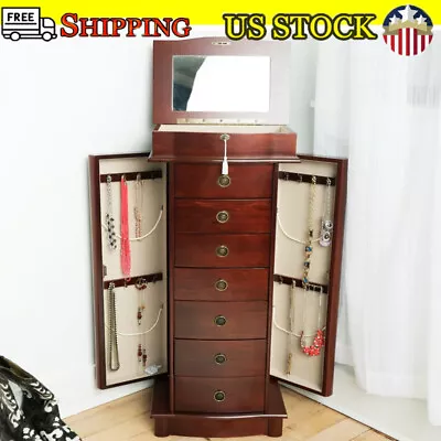 Jewelry Armoire Stand Freestanding Jewelry Chest 7 Drawer Organizer Armoire US • $188.37