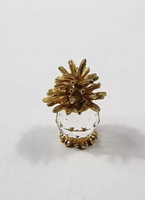 Swarovski Style Crystal Pineapple 1  Miniature Gold Plated Base • $26