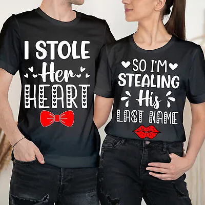 I Stole Her Heart Happy Valentine's Day Love Goal Couple Matching T-Shirts #VD • £9.99