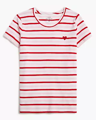 (new) Women’s J.crew Factory Striped Hearts Graphic Tee- Size: Small (msrp: $45) • $24.99