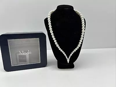 Misaki Glass Pearl Necklace 925 Silver Arrowhead Signature Wedding Anniversary • $42